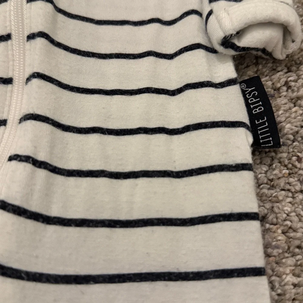Little Bipsy Black and White Striped Footie Pajamas 0-3 months
